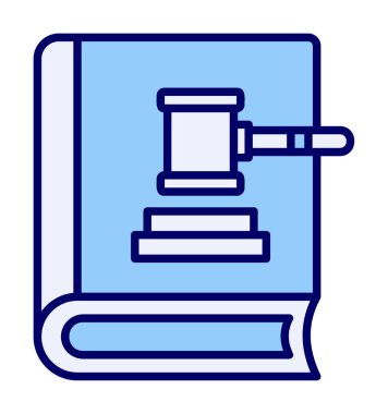 Hukuk kitabı ve tokmak. Web simgesi basit illüstrasyon 
