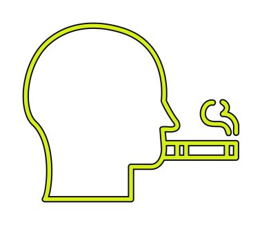 Sigara simgesi olan sigara içen adamın profili, vektör illüstrasyonu 