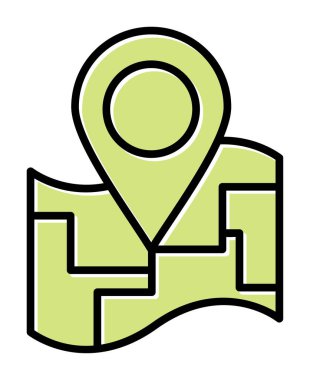 Konum iğnesi, vektör illüstrasyonlu harita simgesi