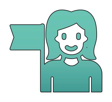 Bayrağı olan insanlar, tasarım vektörü illüstrasyonunda feminizm 