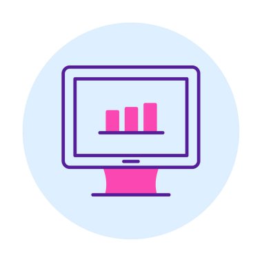 iş grafiği bilgisayar ekranında, vektör illüstrasyonu basit tasarım