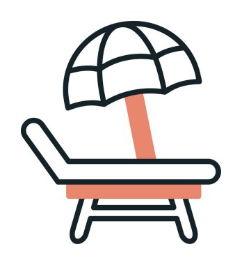 Plaj Sandalyesi Web simgesi, vektör illüstrasyonu