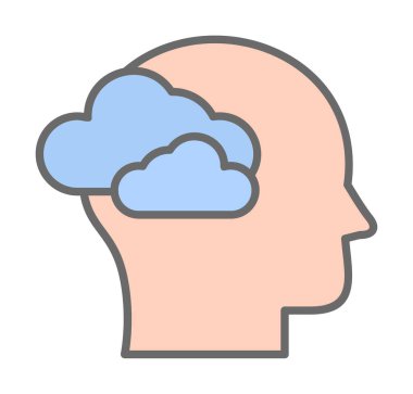 Bulut simgesi olan beyin, vektör illüstrasyonu