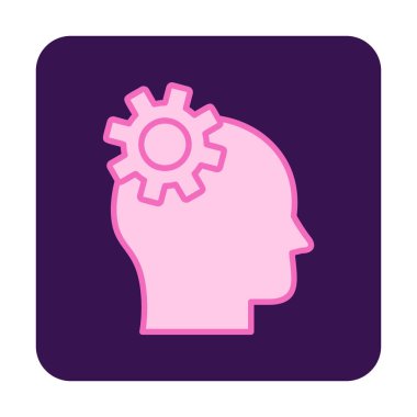 Düşünen baş simgesi, vektör çizimi basit tasarım