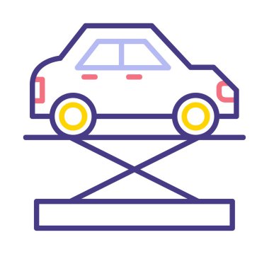 araba kriko ve onarım servisi, vektör illüstrasyonu  