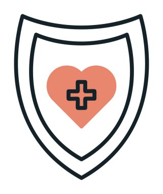 Çapraz ikonlu kalp, vektör çizimi. Sağlık hizmetleri kavramı                             