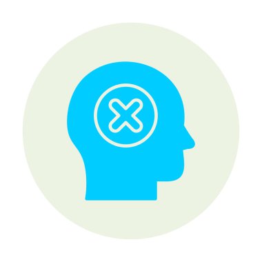 Çapraz işaretli insan kafası, güvensiz kişi, vektör illüstrasyonu