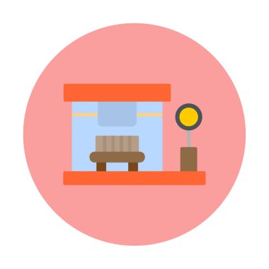 Otobüs Durağı vektör düz simgesi simgesi