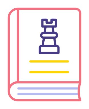 Satranç taşı simgesi, vektör illüstrasyonlu kitap