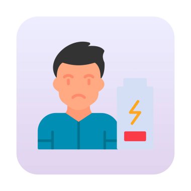 Enerji bataryası olmayan bir adamın vektör çizimi 