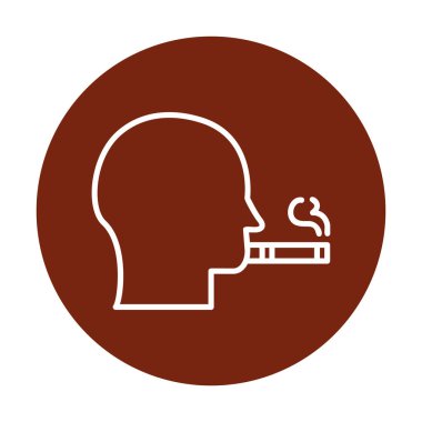 Sigara simgesi olan sigara içen adamın profili, vektör illüstrasyonu 