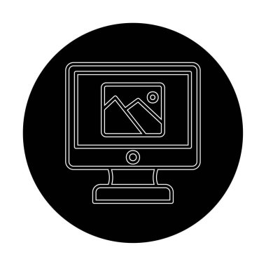 Comoputer galeri simgesi, vektör illüstrasyonu