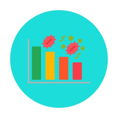 Grafik ve bakteri simgesi, vektör illüstrasyonu ile azalan kavram   