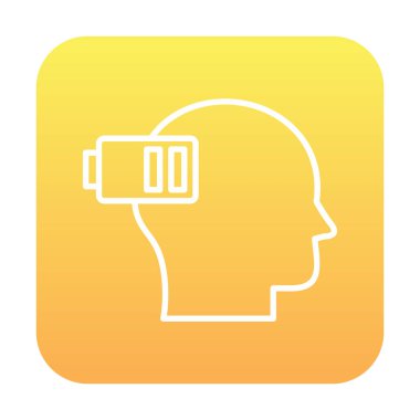 Düşük pil işaretli insan kafası, tükenmiş adam konsepti, vektör çizimi