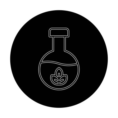 Yaprak ikonu resimli vektör matarası. Kimya konsepti              