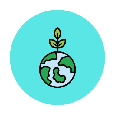 Dünya gezegeni ve vektör illüstrasyon tasarımını bırakıyor. Bastır Yeşil kavram                                          