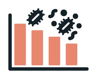 Grafik ve bakteri simgesi, vektör illüstrasyonu ile azalan kavram   