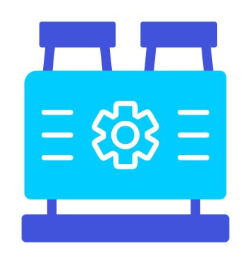 düz Fabrika Makine simgesi vektör çizimi  