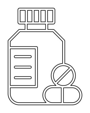 İlaç şişesi, ilaç ikonu, vektör illüstrasyonu                                         