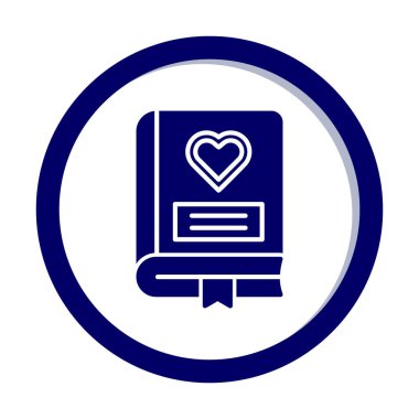 Kalp ikonu ve vektör illüstrasyonlu romantizm kitabı 