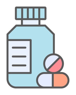 İlaç şişesi, ilaç ikonu, vektör illüstrasyonu                                         