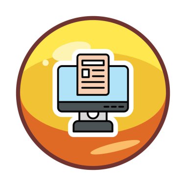 Yazı simgesi, vektör illüstrasyonlu bilgisayar ekranı