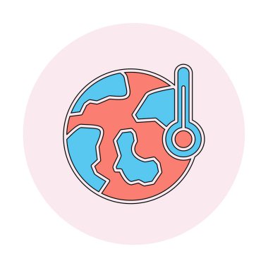 Termometre renk vektörü simgesine sahip dünya, Küresel Isınma kavramı