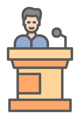 Konuşma standı ikonu, vektör illüstrasyonunda konuşma yapan erkekler