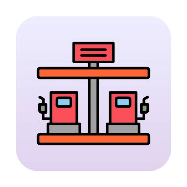 Modern Yakıt İstasyonu simgesinin vektör çizimi                  