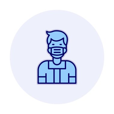 Tıbbi maske vektör tasarımlı genç adam.