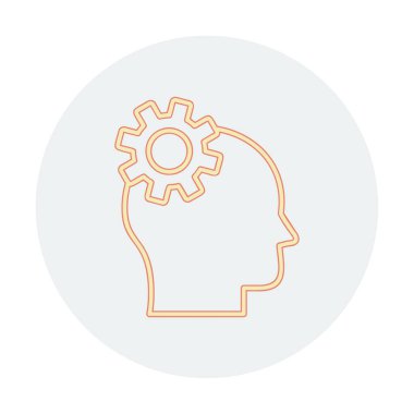 Düşünen baş simgesi, vektör çizimi basit tasarım