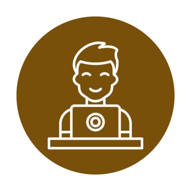 Dizüstü bilgisayarı olan adam vektör çizimi  