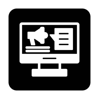 bilgisayar monitörü ve megafon, Dijital Kampanya konsept vektörü