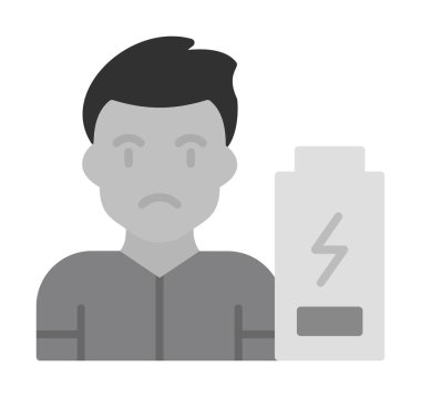 Enerji bataryası olmayan bir adamın vektör çizimi 