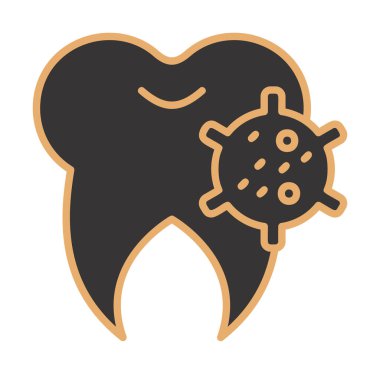 Diş simgesi üzerindeki bakteri, vektör illüstrasyonu  