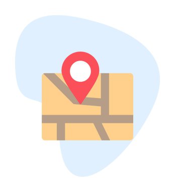 Konum iğnesi, vektör illüstrasyonlu harita simgesi