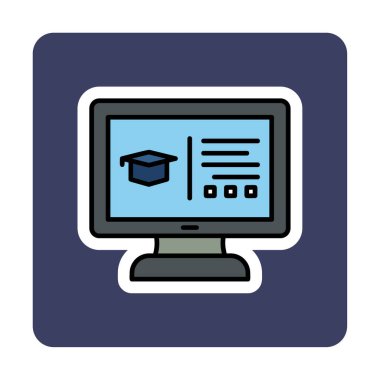 çevrimiçi eğitim simgesinin vektör illüstrasyonu               