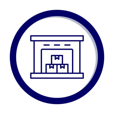 Kutu simgesi ve vektör illüstrasyonlu depo 