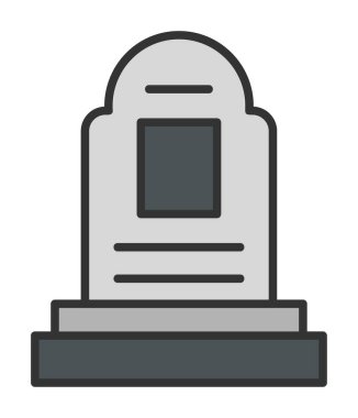 mezar taşı düz simgesi, vektör illüstrasyonu