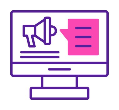bilgisayar monitörü ve megafon, Dijital Kampanya konsept vektörü