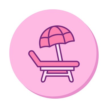 Plaj Sandalyesi Web simgesi, vektör illüstrasyonu