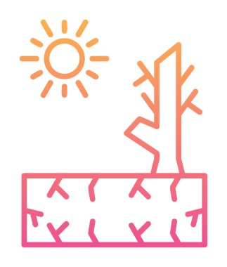 Kuraklık zeminli bir ağacın vektör düzlüğü simgesi 