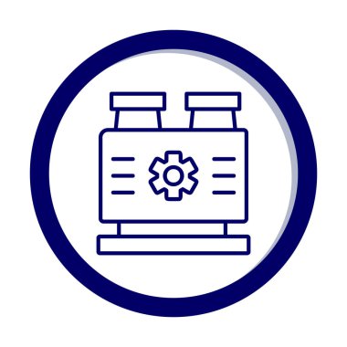 düz Fabrika Makine simgesi vektör çizimi  