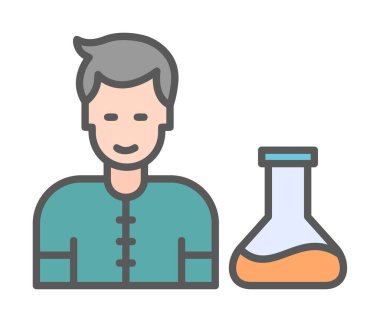 Basit vektör izole illüstrasyondaki bilim adamı simgesi                                    