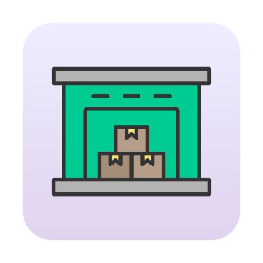 Kutu simgesi ve vektör illüstrasyonlu depo 