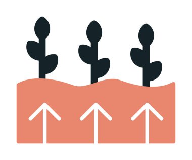 Bitkiler ve oklar ikon vektör çizimi. Jeotermal Enerji Konsepti                   