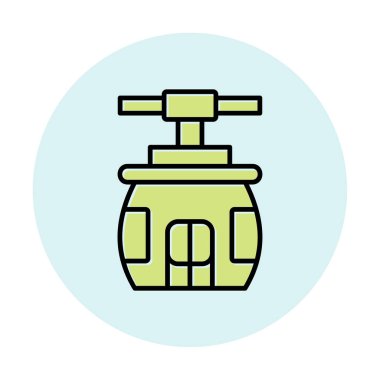 Cableway simgesi, ana hatlı biçim vektör illüstrasyonu  