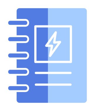 Şimşek simgesi, araştırma konsepti, vektör illüstrasyonlu not defteri