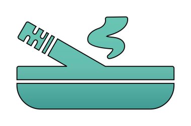 Kül tablası yanan sigara ikonu, vektör illüstrasyonu 