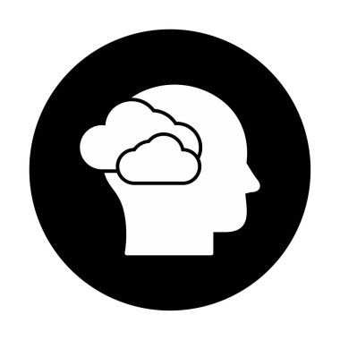 Bulut simgesi olan beyin, vektör illüstrasyonu